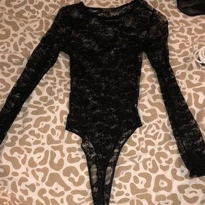 Black lace body suit